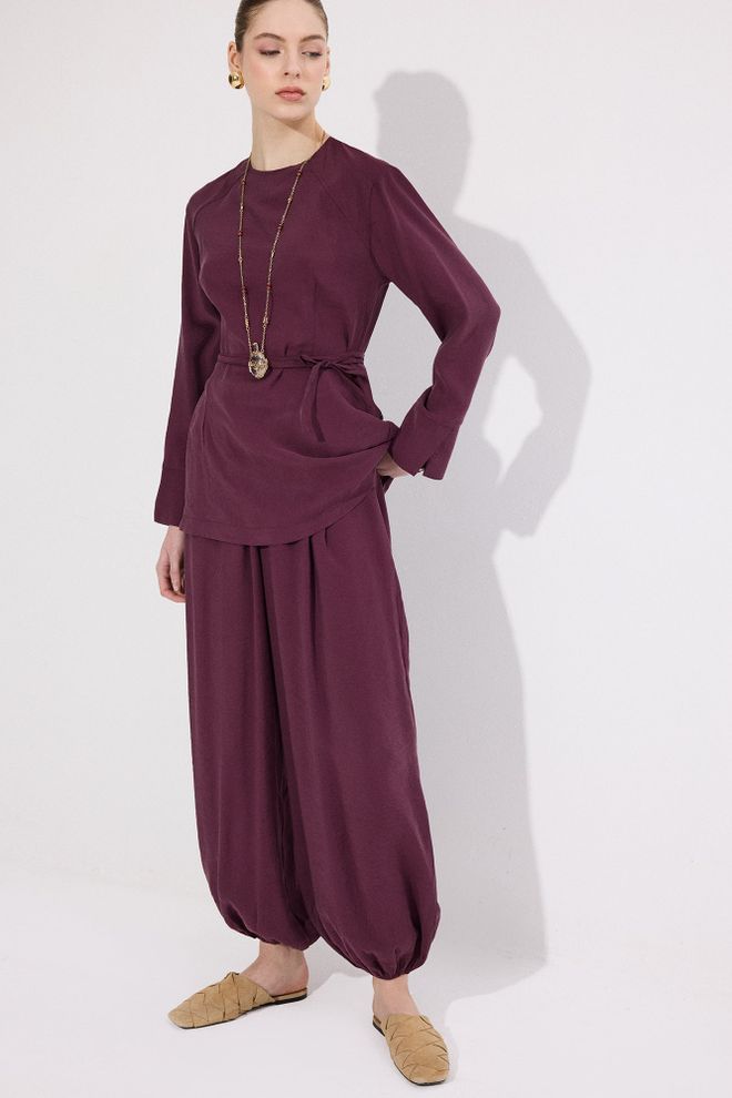 Touche Prive Conjunto Rojo Clarete Atuendo Modesto Elegante Casual Ropa al por mayor Salón