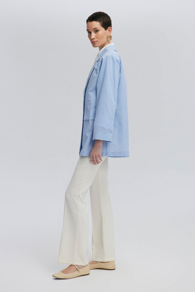 Touche Prive Blue Elegant Single Breasted Blazer Jacket Wholesale Clothing Lounge