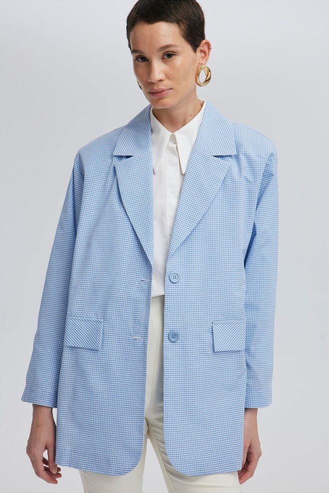 Touche Prive Blue Elegant Single Breasted Blazer Jacket Wholesale Clothing 1