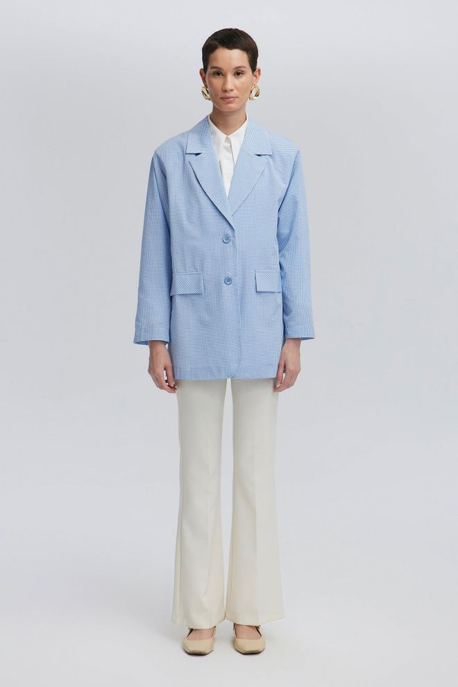 Touche Prive Blue Elegant Single Breasted Blazer Jacket Wholesale Clothing Casual