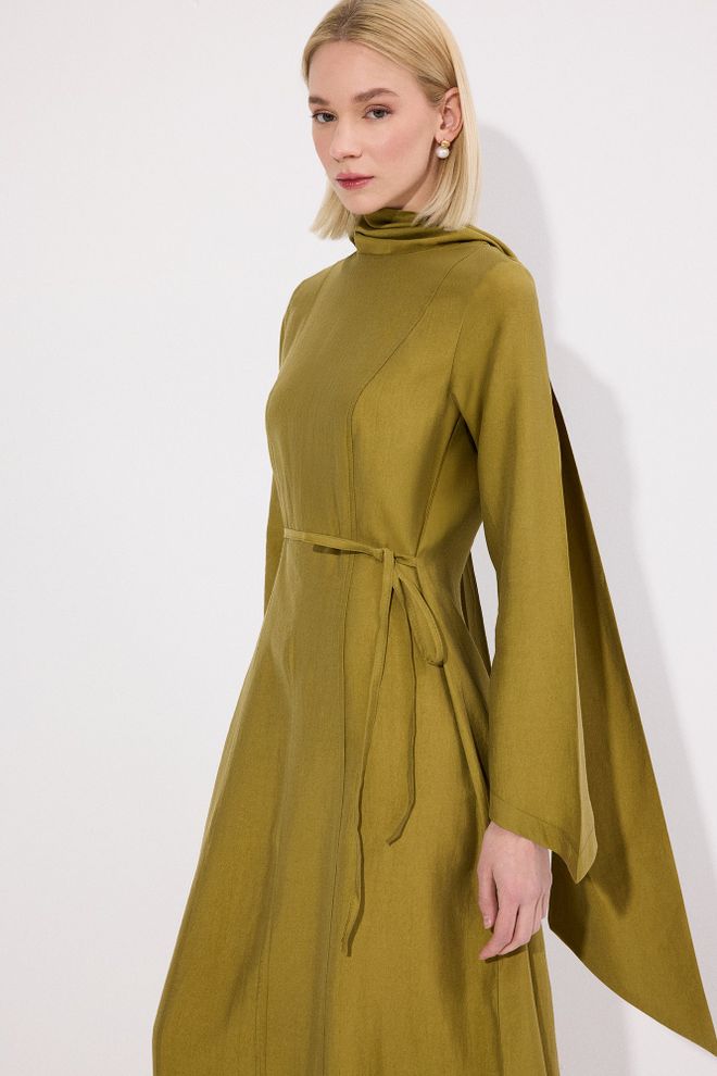 Touche Prive Rochie Kaki Conservatoare Elegantă Formală Tip A Maxi Cu Mâneci Drepte Îmbrăcăminte cu ridicata Conservator