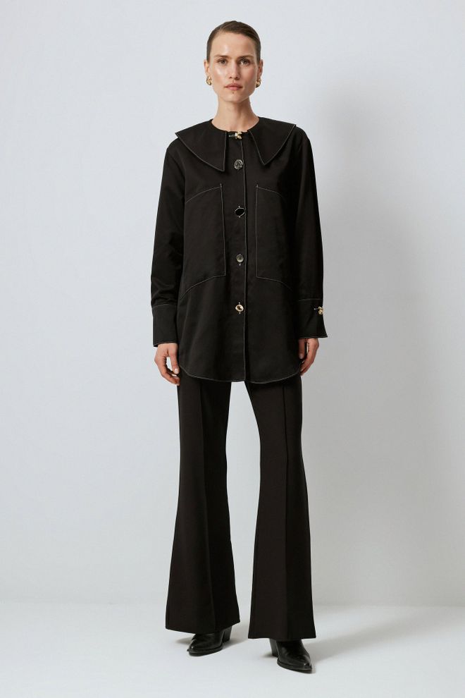 Touche Prive Chemise Noire Formelle Boutonnée À Manches Longues Vêtements en gros Décontracté