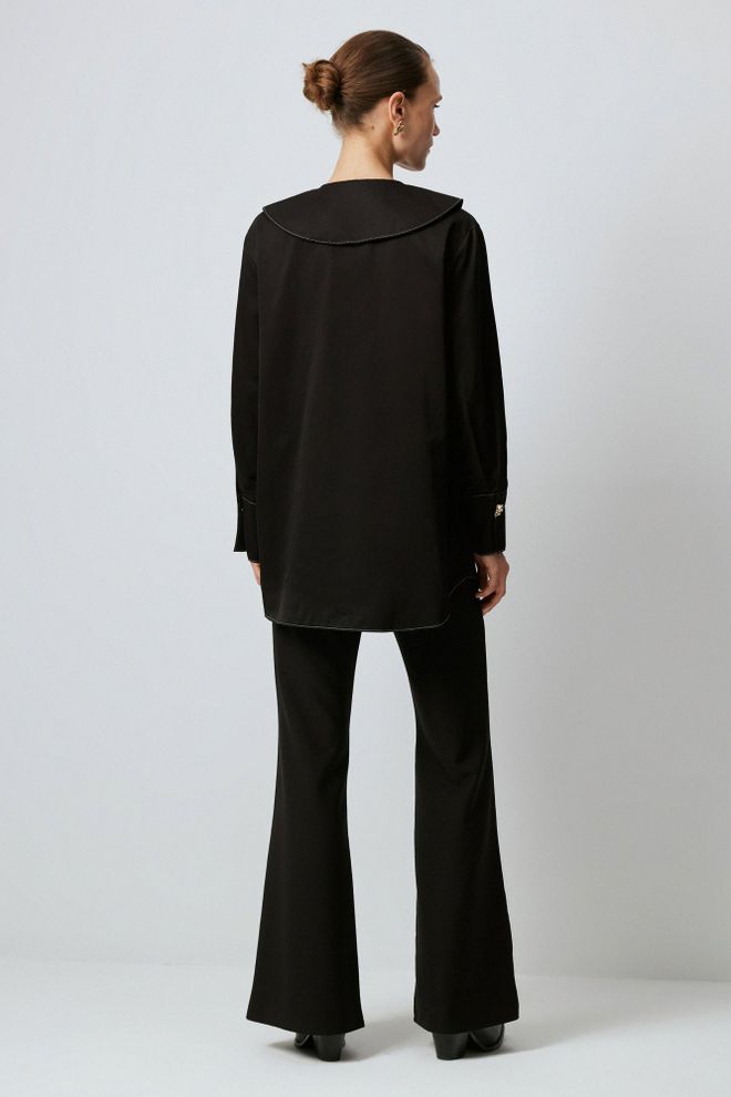 Touche Prive Black Formal Buttoned Long Sleeve Shirt Wholesale Clothing Spring