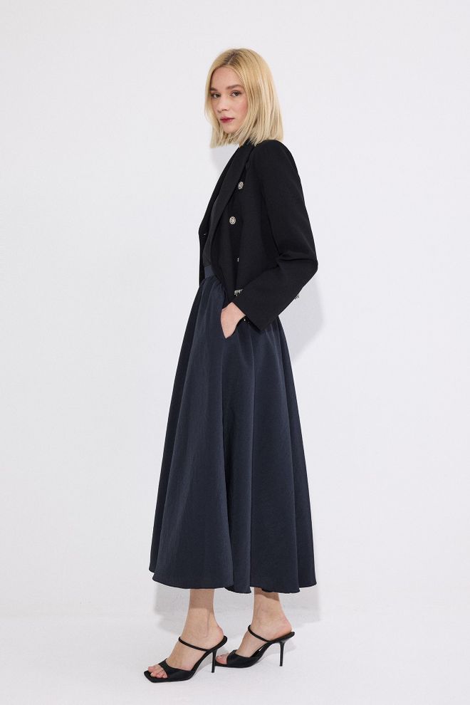 Touche Prive Falda Acampanada Maxi Azul Marino Elegante Ropa al por mayor Formal