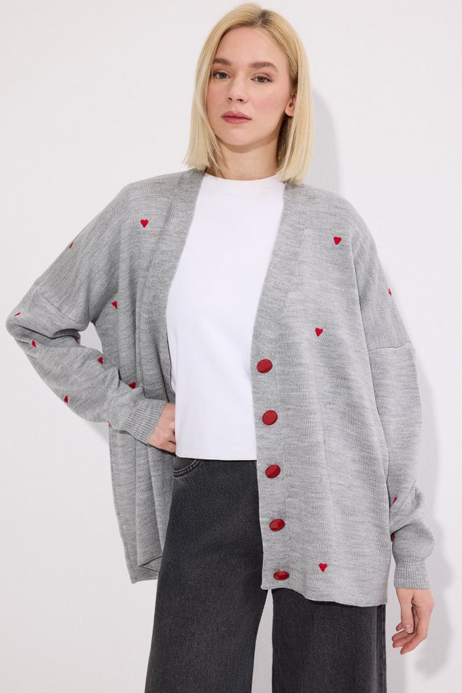 Touche Prive Grey Casual Cute Preppy Vintage Retro Cardigan Wholesale Clothing Spring