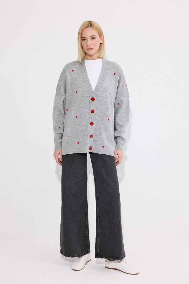 Touche Prive Grey Casual Cute Preppy Vintage Retro Cardigan Wholesale Clothing Casual