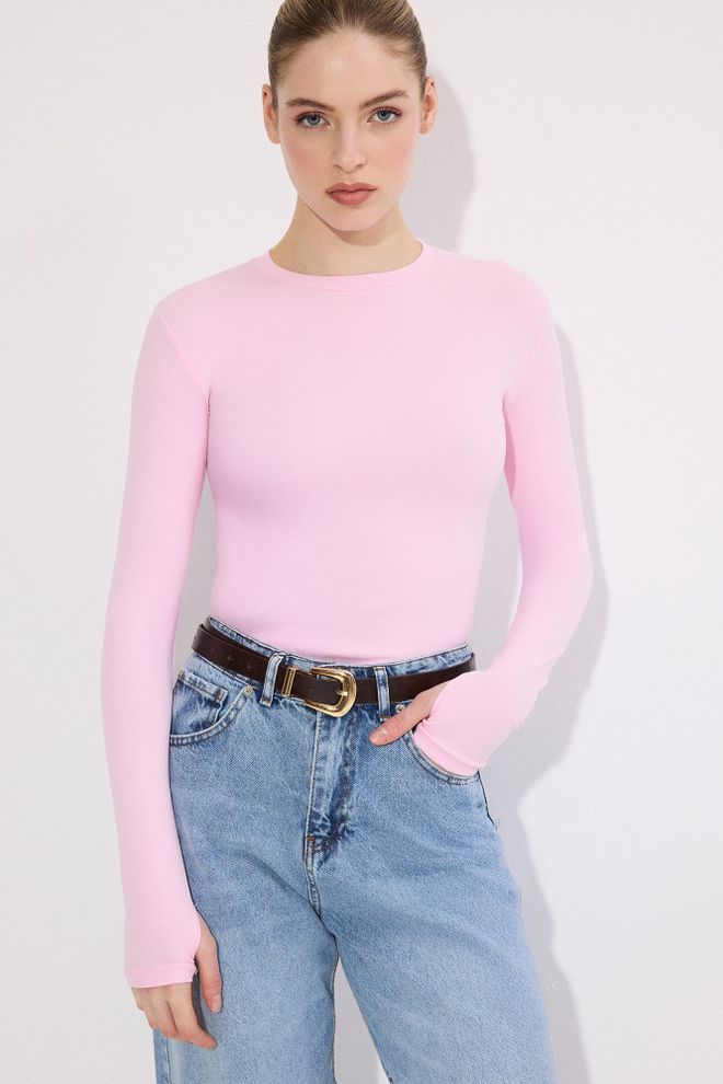 Touche Prive Pink Slim Fit Casual Blouse With Long Sleeves Wholesale Clothing Lounge