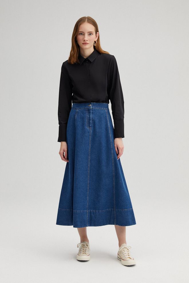 Touche Prive Black Blouse With Polo Neck And Long Straight Sleeves Wholesale Clothing 1