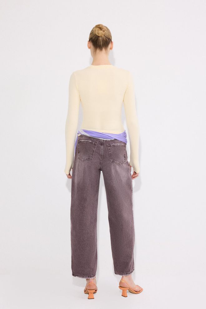 Touche Prive Beige Slim Fit Crew Neck Blouse Wholesale Clothing Spring