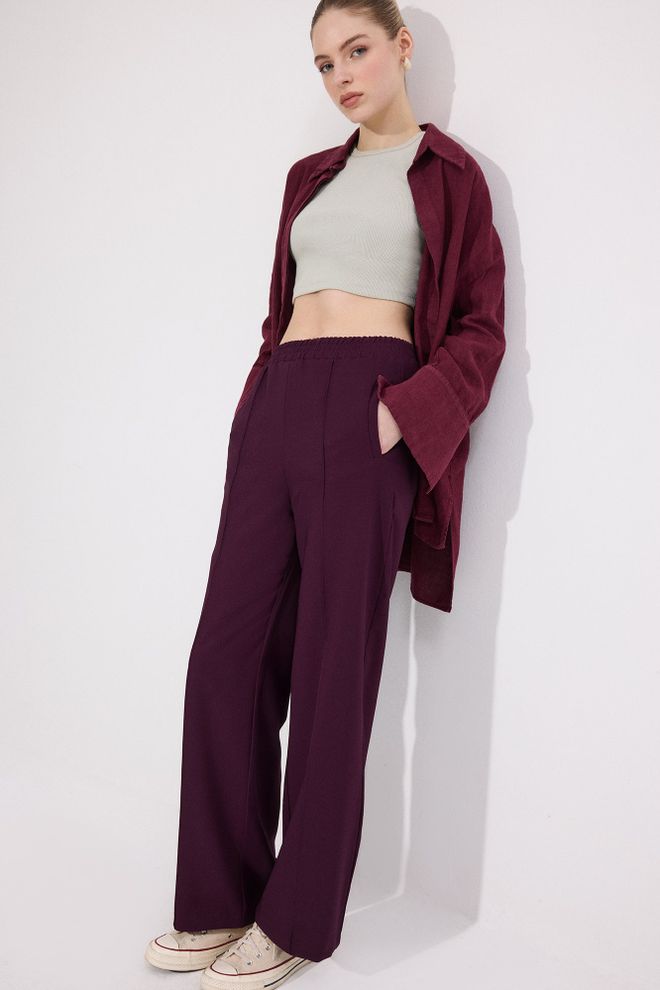 Touche Prive Claret Red Palazzo Pants Wholesale Clothing 1