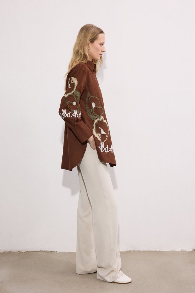 Touche Prive Brown Casual Elegant Vintage Shirt Wholesale Clothing Lounge