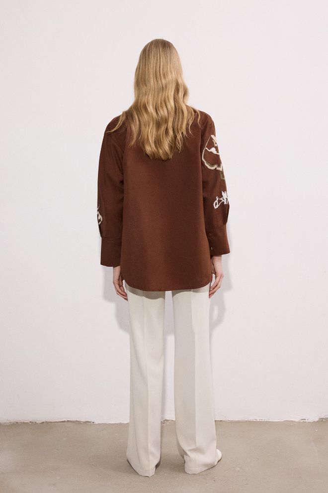 Touche Prive Brown Casual Elegant Vintage Shirt Wholesale Clothing 5