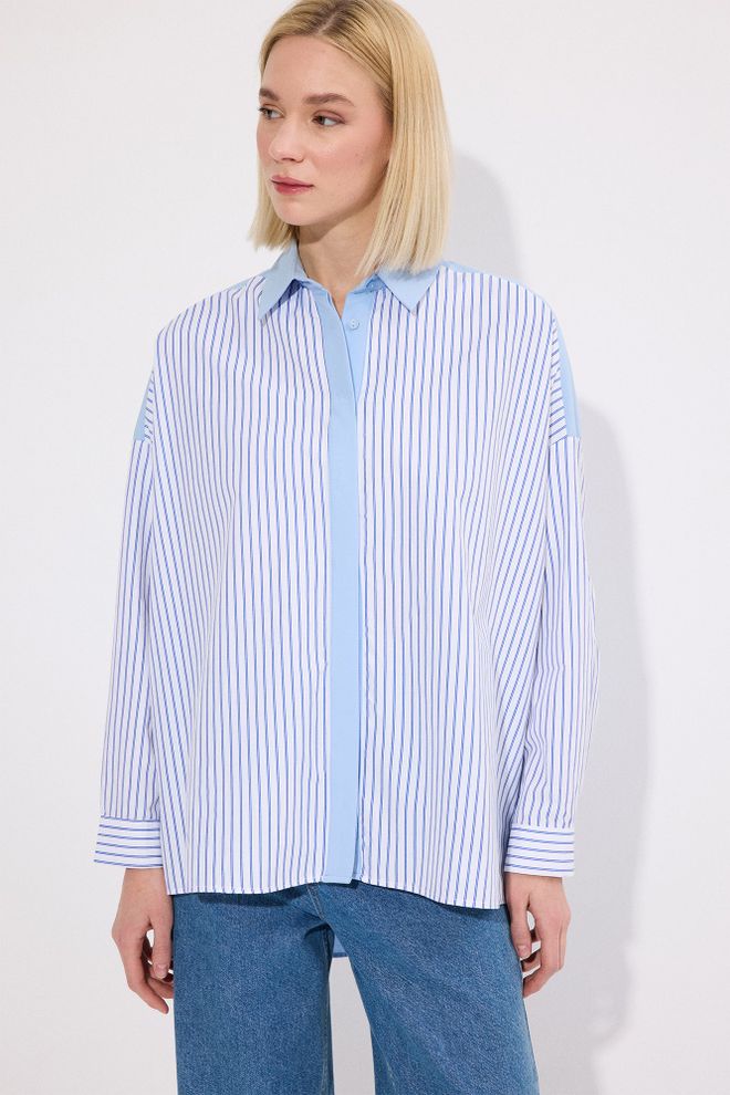 Touche Prive Blue Casual Formal Preppy Shirt With Polo Neck Wholesale Clothing Lounge