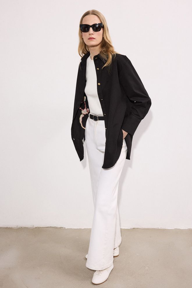 Touche Prive Black Floral Buttoned Long Sleeve Shirt Wholesale Clothing 5