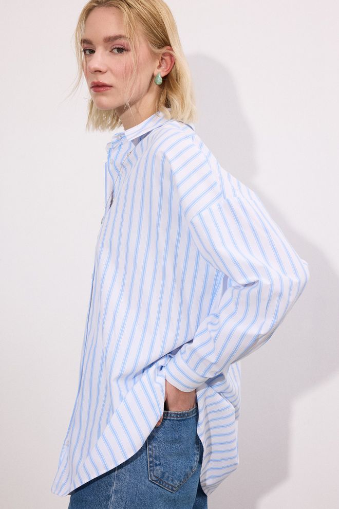 Touche Prive Blue Casual Streetwear Elegant Shirt Wholesale Clothing Streetwear