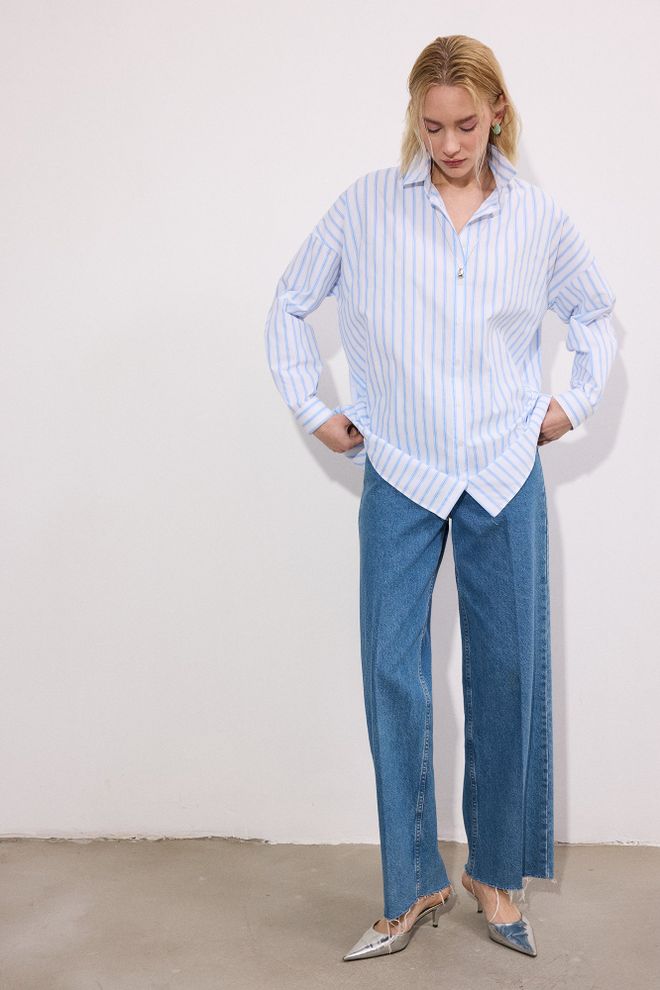 Touche Prive Blue Casual Streetwear Elegant Shirt Wholesale Clothing 1