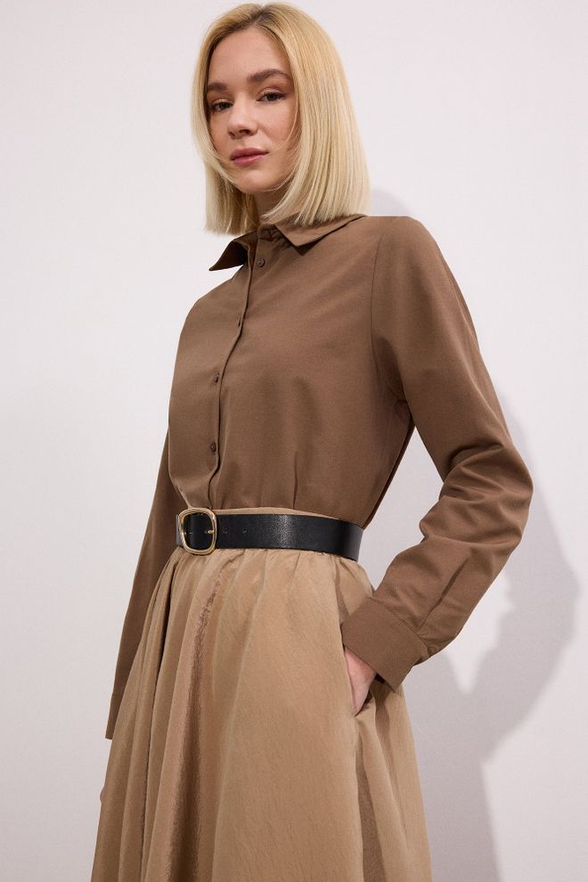 Touche Prive Brown Casual Elegant Formal Preppy Shirt Wholesale Clothing 1