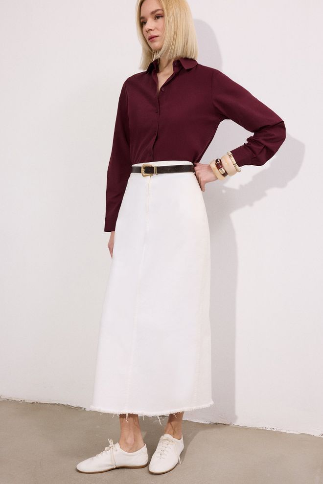 Touche Prive Claret Red Shirt With Notched Neck And Buttoned Closure Wholesale Clothing Work