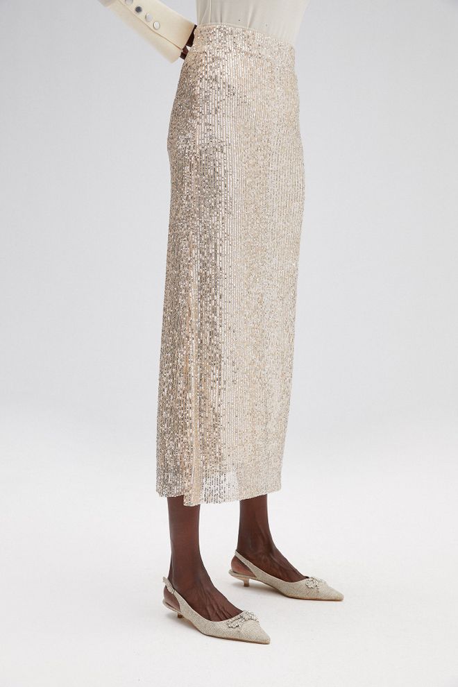 Touche Prive Silver Elegant Glam Formal Maxi Pencil Skirt Wholesale Clothing Spring