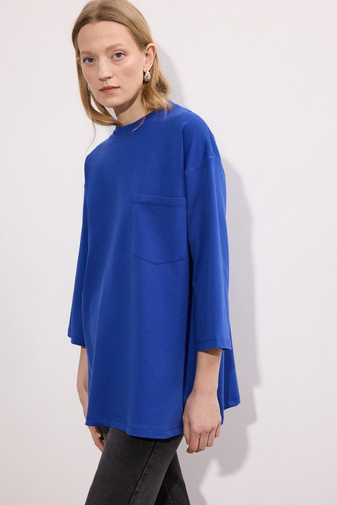 Touche Prive Tunique Bleue Décontractée Élégante Grande Taille Vêtements en gros Décontracté