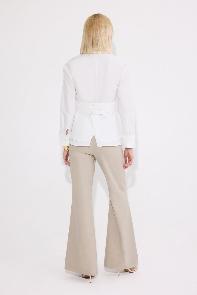 Touche Prive قميص أبيض رسمي أنيق كاجوال برِبي ملابس بالجملة رَسمِيّ