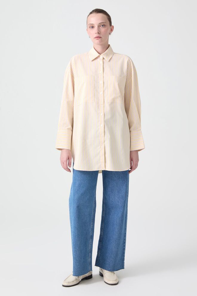 Touche Prive Smėlio Kasdienis Formalus Dryžuotas Labai Trumpas Dygsniuotas Marškiniai Didmeninė prekyba drabužiais Kokteilinė