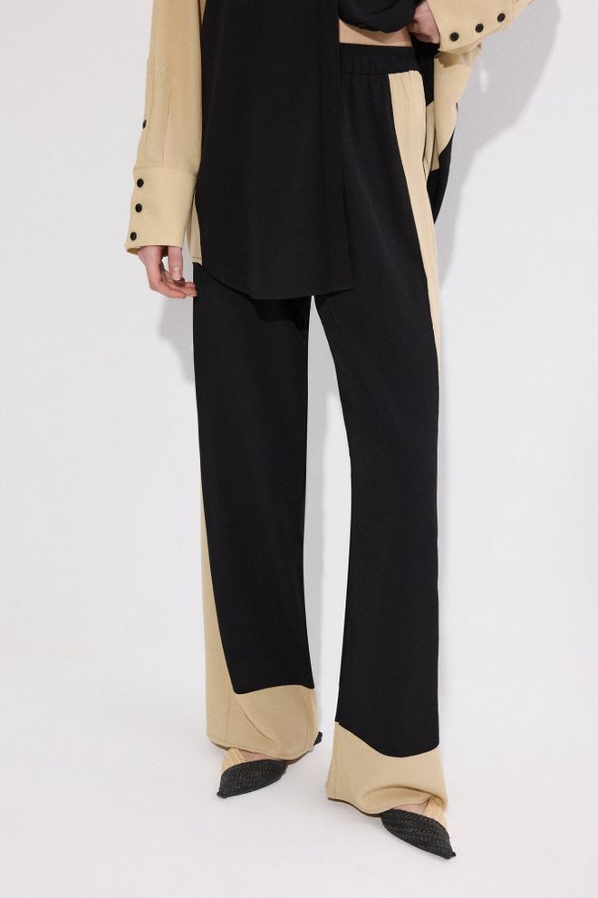 Touche Prive Juodas Spalvų Blokas Palazzo Komplektas Didmeninė prekyba drabužiais Kokteilinė