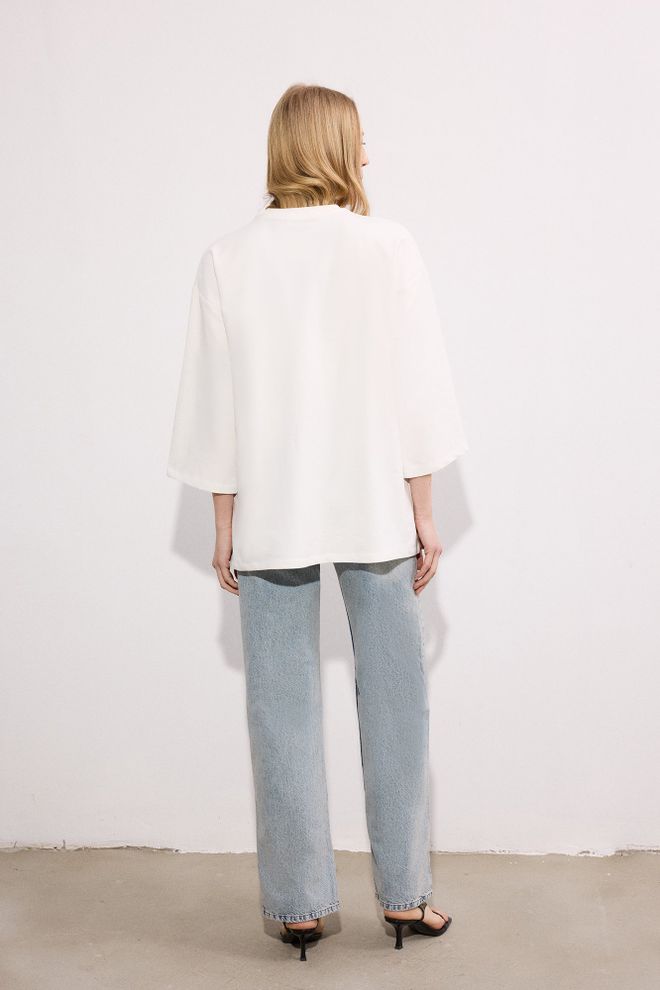 Touche Prive Tunique Blanche Grande Taille À Manches 3/4 Vêtements en gros 1