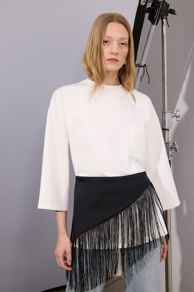 Touche Prive Tunique Blanche Grande Taille À Manches 3/4 Vêtements en gros Lounge