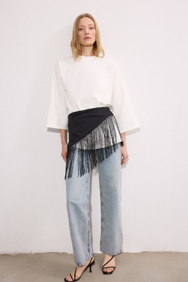 Touche Prive Tunique Blanche Grande Taille À Manches 3/4 Vêtements en gros Décontracté