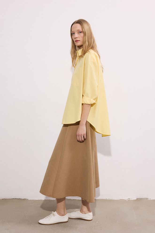 Touche Prive Chemise Jaune À Encolure Échancrée Et Manches 3/4 Vêtements en gros 5