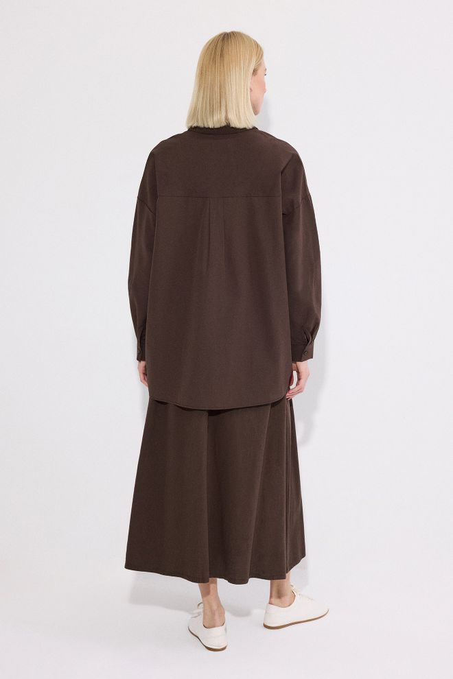 Touche Prive Brown Oversized Polo Neck Shirt Wholesale Clothing Casual