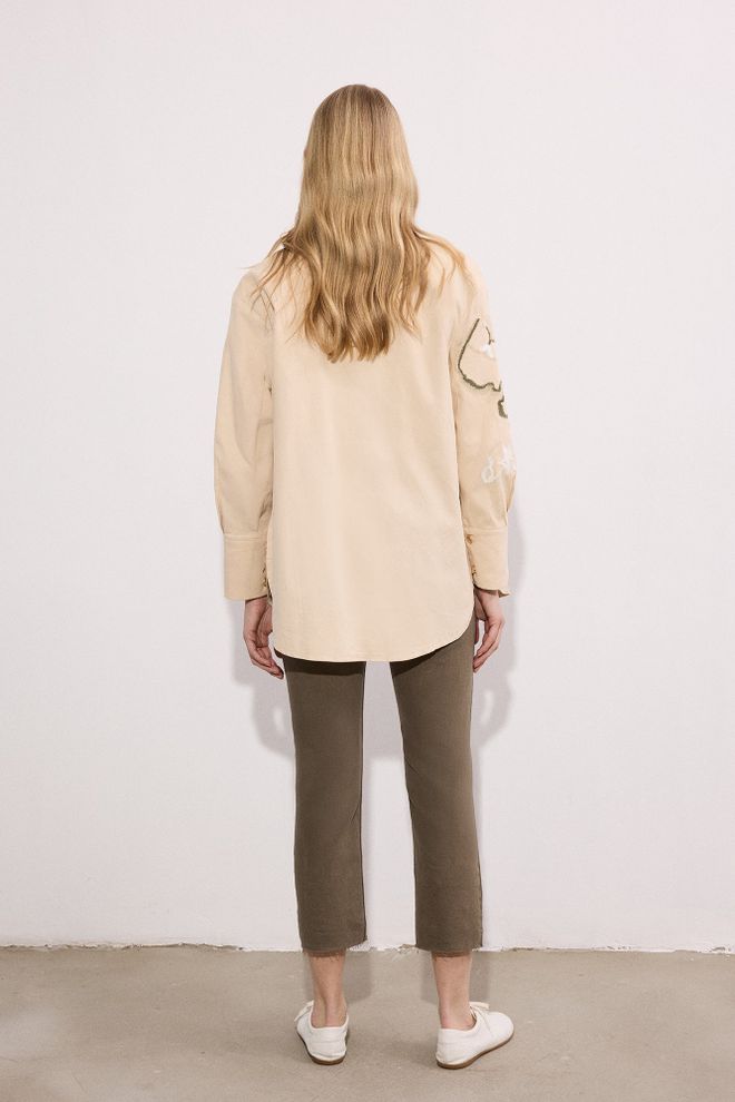 Touche Prive Beige Casual Ethnic Shirt With Floral Pattern Wholesale Clothing Lounge