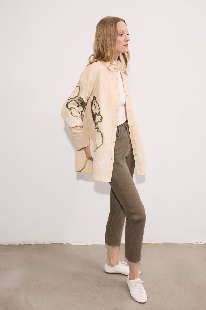 Touche Prive Beige Casual Ethnic Shirt With Floral Pattern Wholesale Clothing 5