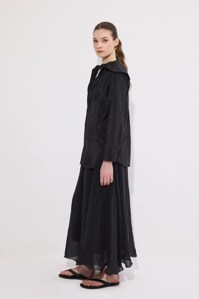 Touche Prive Juoda Eleganti Formali Marškiniai Su V kaklu Didmeninė prekyba drabužiais Apykaklė su įkirpimu