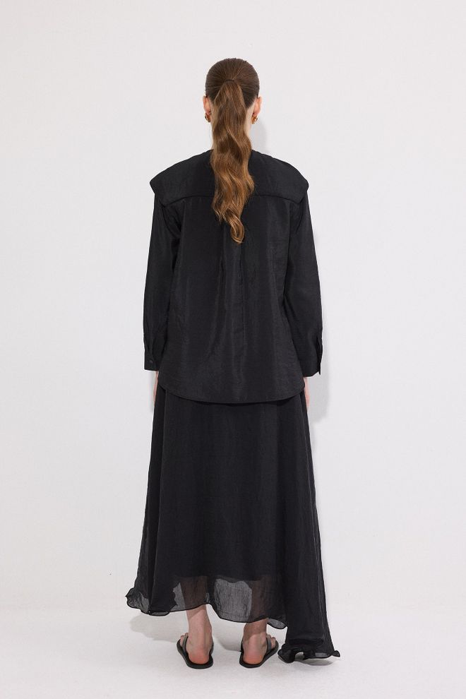 Touche Prive Черная Элегантная Формальная Рубашка С V образным Вырезом Оптовая продажа одежды Повседневный