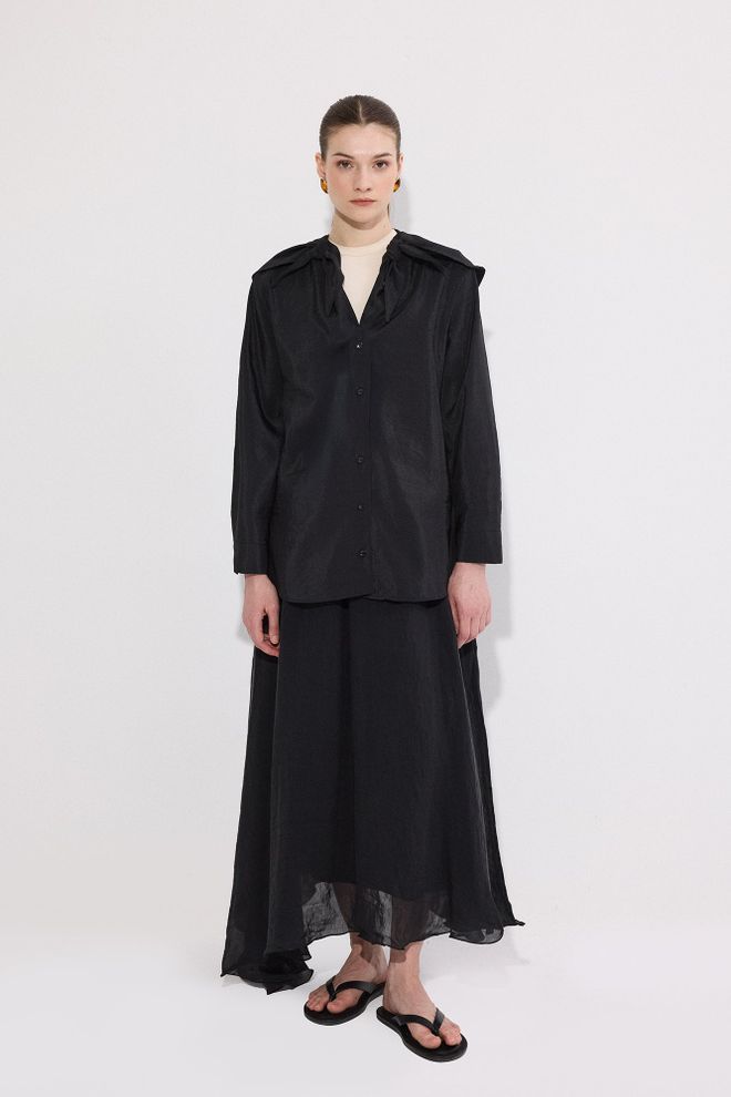 Touche Prive Черная Элегантная Формальная Рубашка С V образным Вырезом Оптовая продажа одежды 1