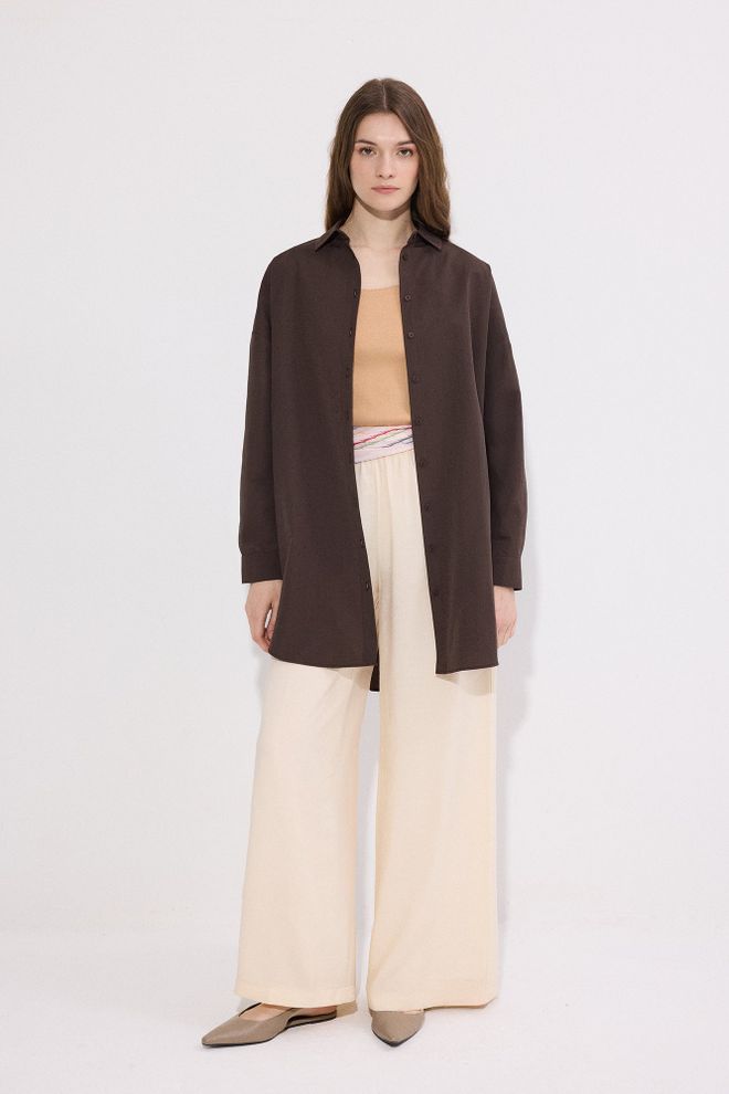 Touche Prive Καφέ Μεγάλο Casual Πουκάμισο Με Πόλο Λαιμόκοψη Χονδρικό εμπόριο ενδυμάτων Απλό