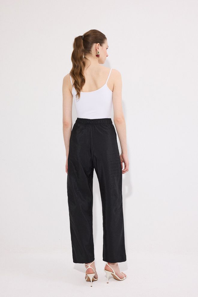 Touche Prive Black Elegant Buttoned Tapered Pants Wholesale Clothing Spring