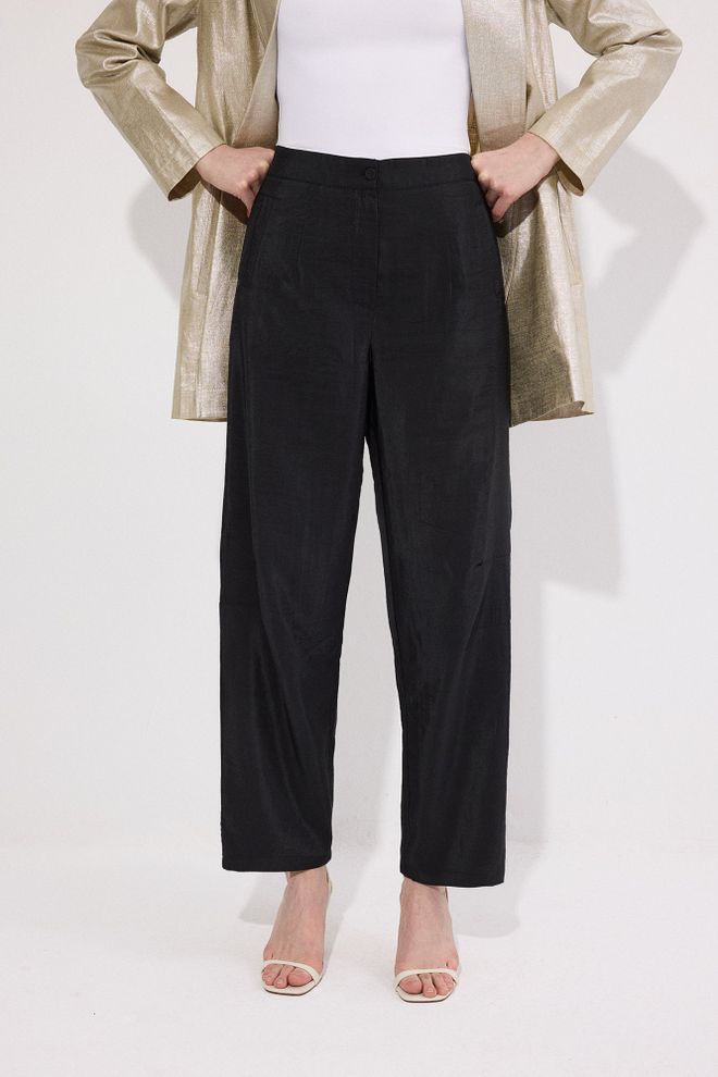 Touche Prive Pantalon Noir Élégant Boutonné Fuselé Vêtements en gros Décontracté