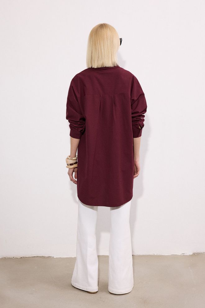 Touche Prive Бордовая Рубашка С Водолазкой И Негабаритным Кроем Оптовая продажа одежды 1