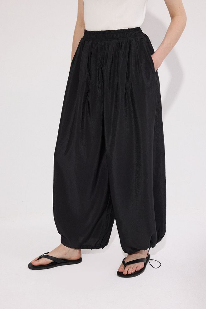 Touche Prive Black Harem Pants With Balloon Leg And Drawstring Wholesale Clothing Lounge