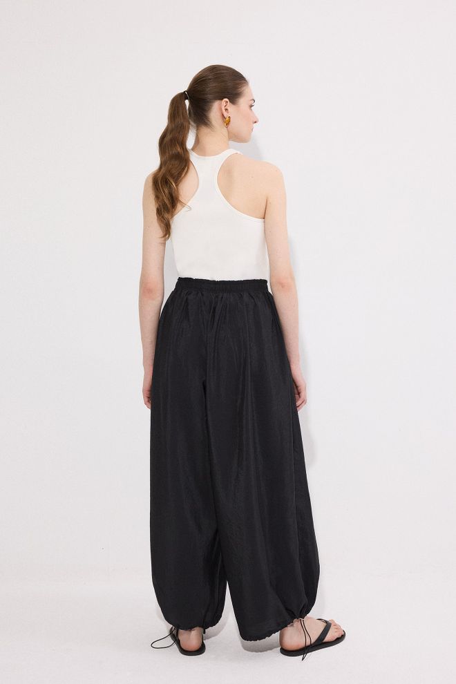 Touche Prive Black Harem Pants With Balloon Leg And Drawstring Wholesale Clothing Casual