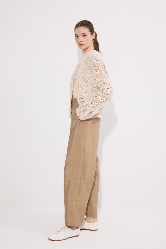 Touche Prive Beige Pants Straight Leg High Waist Chinos Wholesale Clothing Lounge