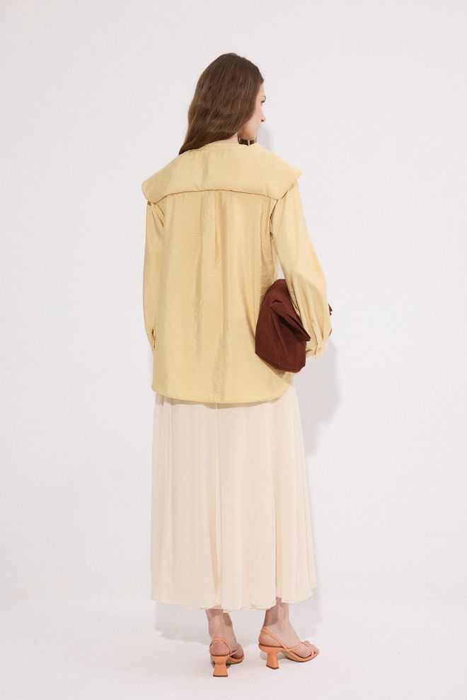 Touche Prive Желтая Повседневная Рубашка С V образным Вырезом И Пуговицами Оптовая продажа одежды 5