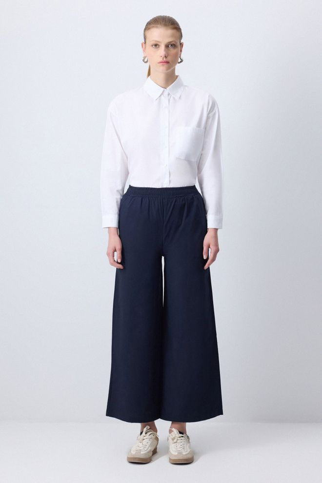 Touche Prive Палаццо Темно синие Штаны С Высокой Талией И Широкими Штанинами Оптовая продажа одежды Повседневный