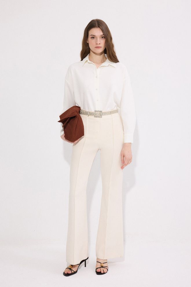 Touche Prive Белая Элегантная Рубашка Оверсайз С Длинными Рукавами Оптовая продажа одежды Повседневный