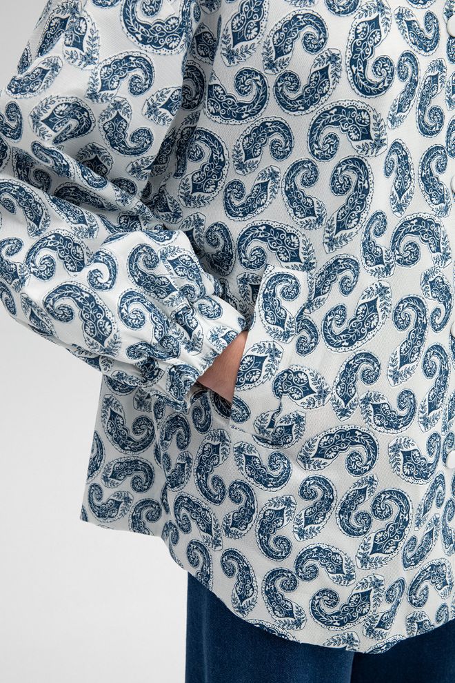 Touche Prive White Paisley Overshirt Jacket With Buttoned Closure Wholesale Clothing Lounge