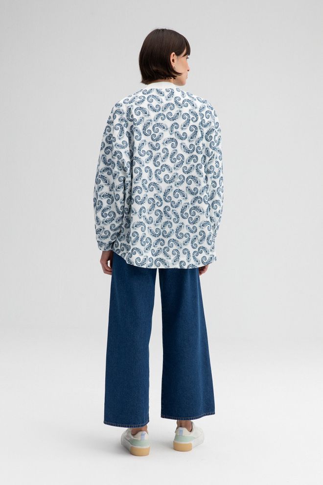 Touche Prive White Paisley Overshirt Jacket With Buttoned Closure Wholesale Clothing 5