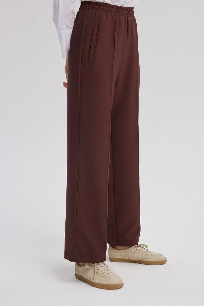 Touche Prive Brown Palazzo Pants With High Waist And Wide Leg Wholesale Clothing Lounge